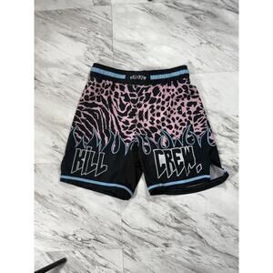 Kill Crew Graphic Fight Shorts Pink Black Flame Design (Size:S) #8